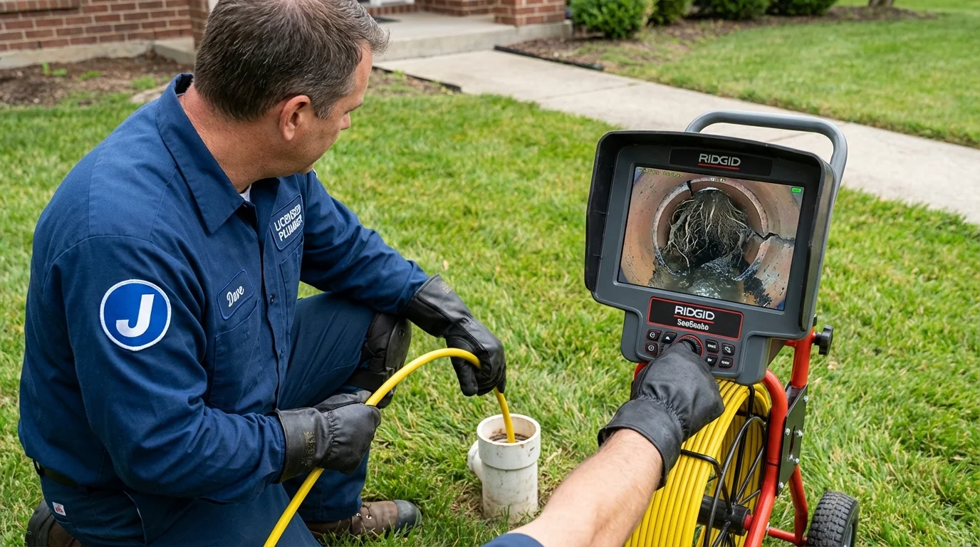 Sewer camera inspection being performed by Johns Plumbing LLC in Anderson